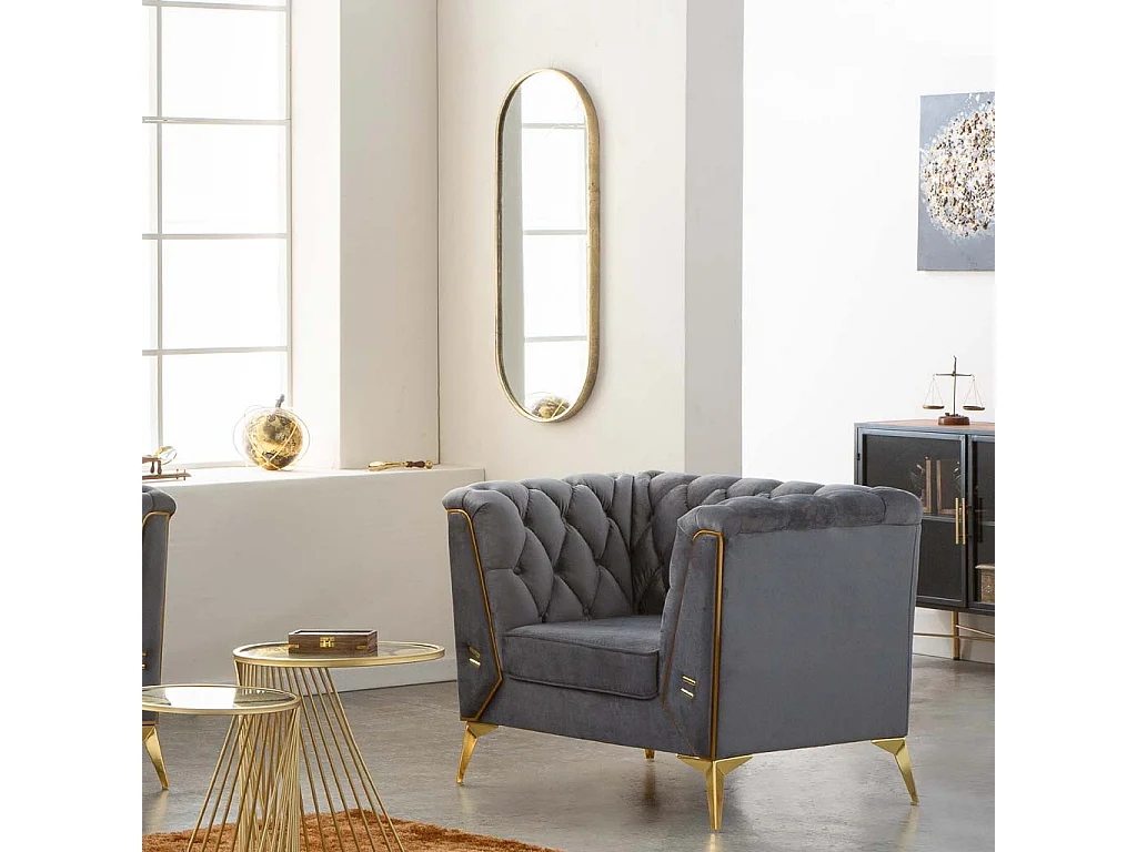 Poltrona estofada cinza 104x72x75