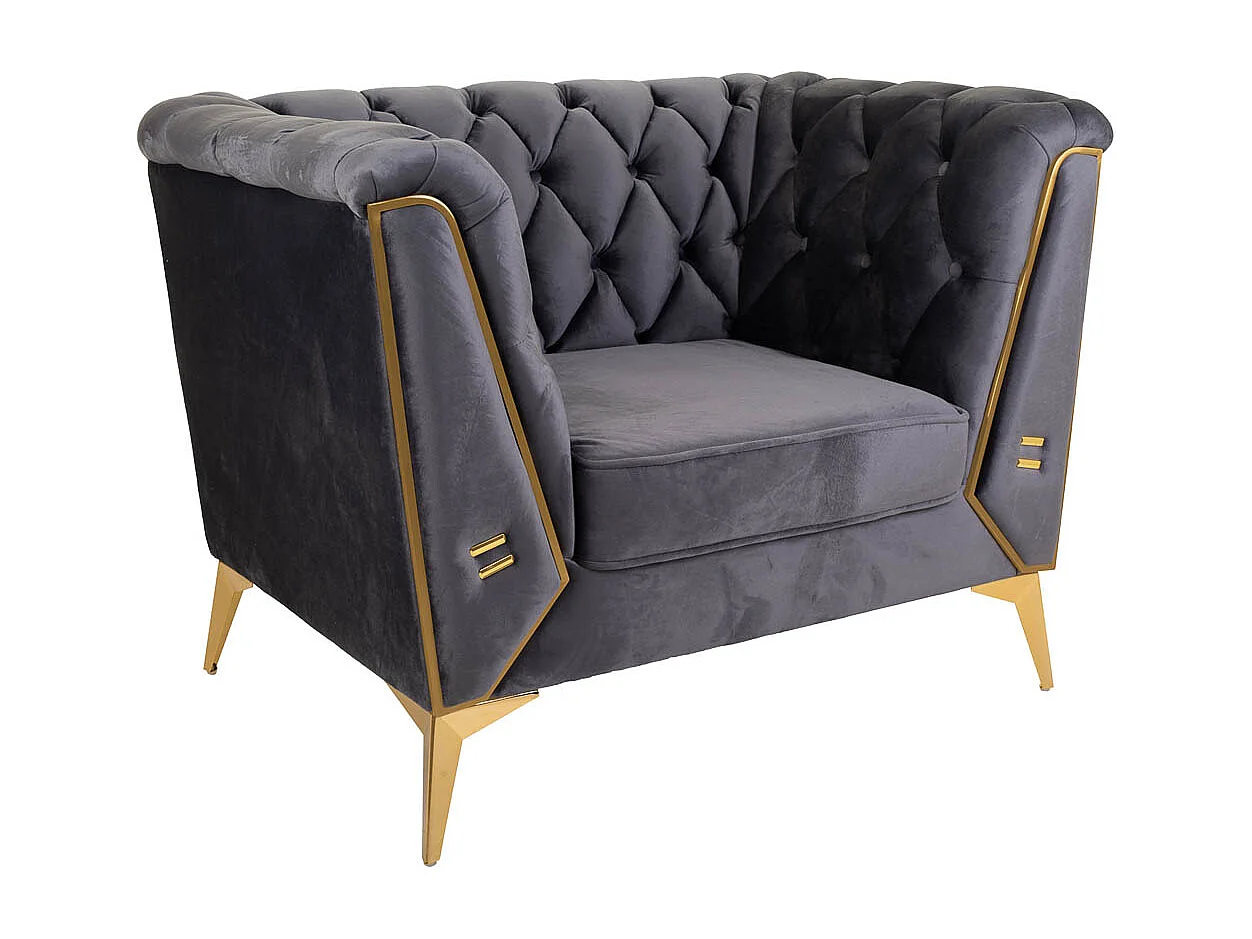 Poltrona estofada cinza 104x72x75