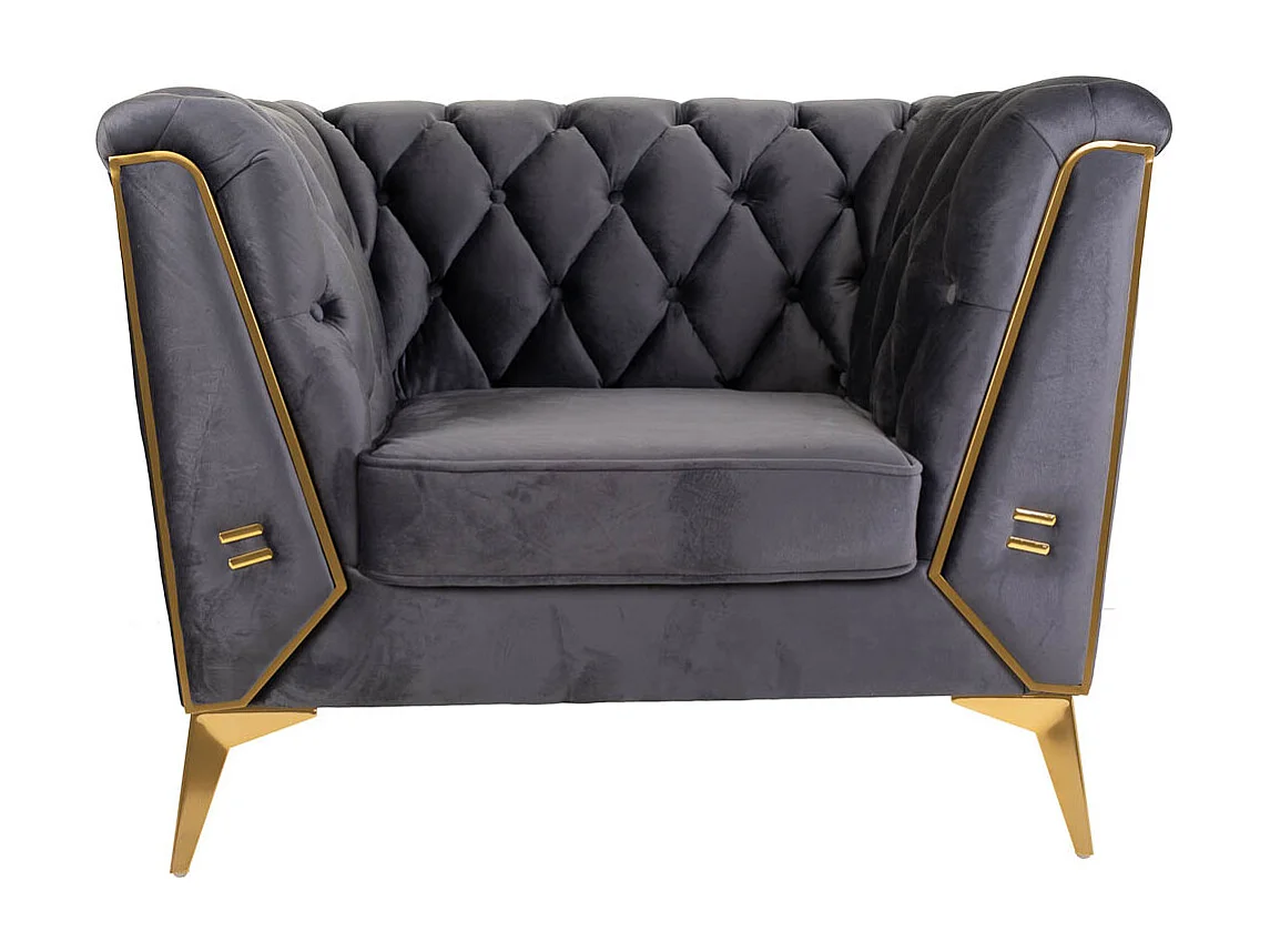 Poltrona estofada cinza 104x72x75