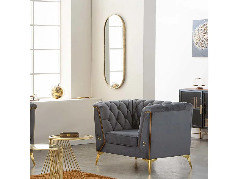 Poltrona estofada cinza 104x72x75