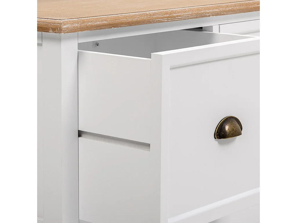 Meuble d'entrée en bois avec 2 tiroirs blanc 92x39.5x184h