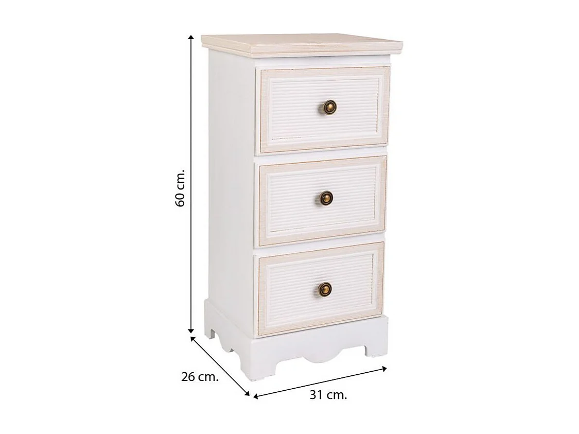 Commode en bois blanc 31x26x60h