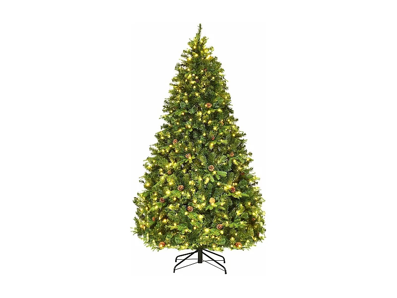 Kerstboom/kunstkerstboom met warm wit LED-licht, groen, 210 cm