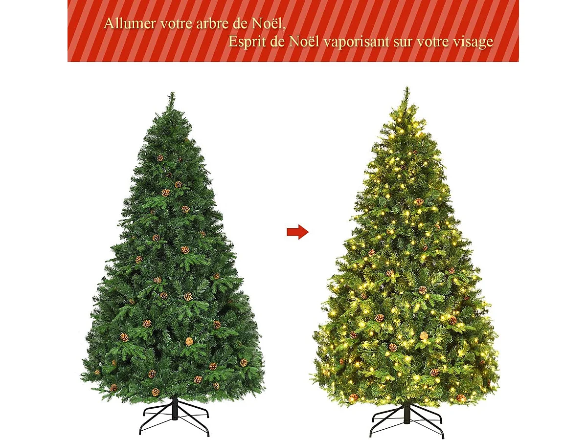 Kerstboom/kunstkerstboom met warm wit LED-licht, groen, 210 cm