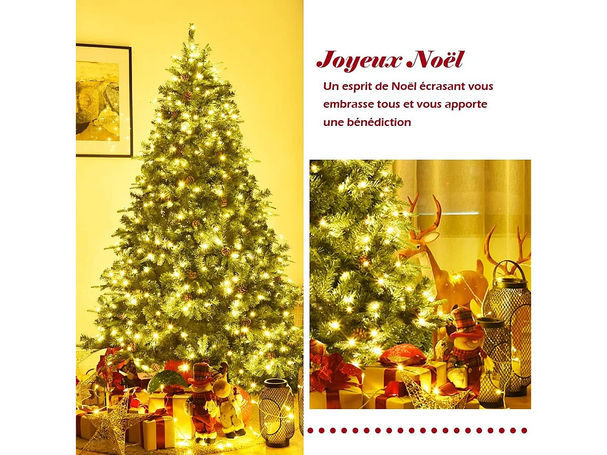 Kerstboom/kunstkerstboom met warm wit LED-licht, groen, 210 cm