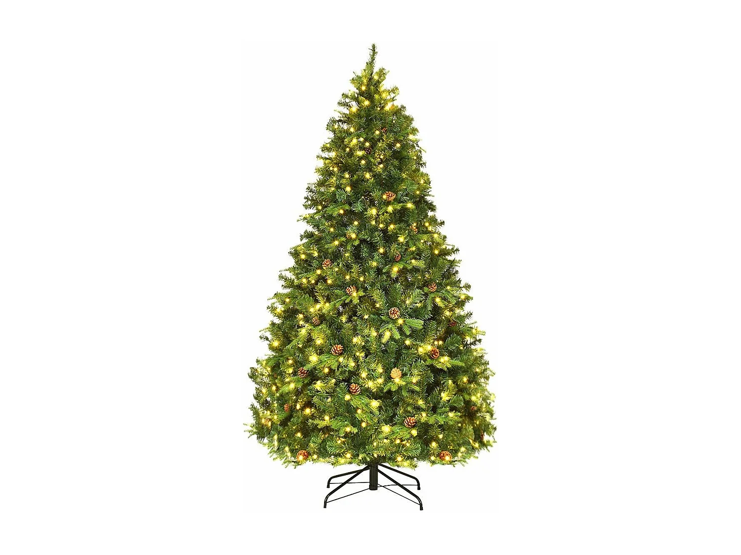 Sapin de noël/arbre de noël artificiel avec lumière led blanc chaud, vert, 210 cm