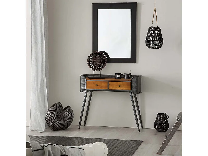 Hall de metal marrom 90,5x35x81