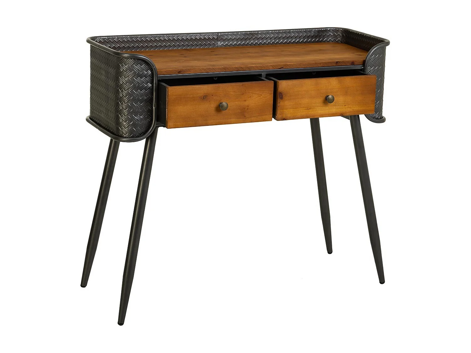 Braune Konsole aus Metall 90,5x35x81h cm