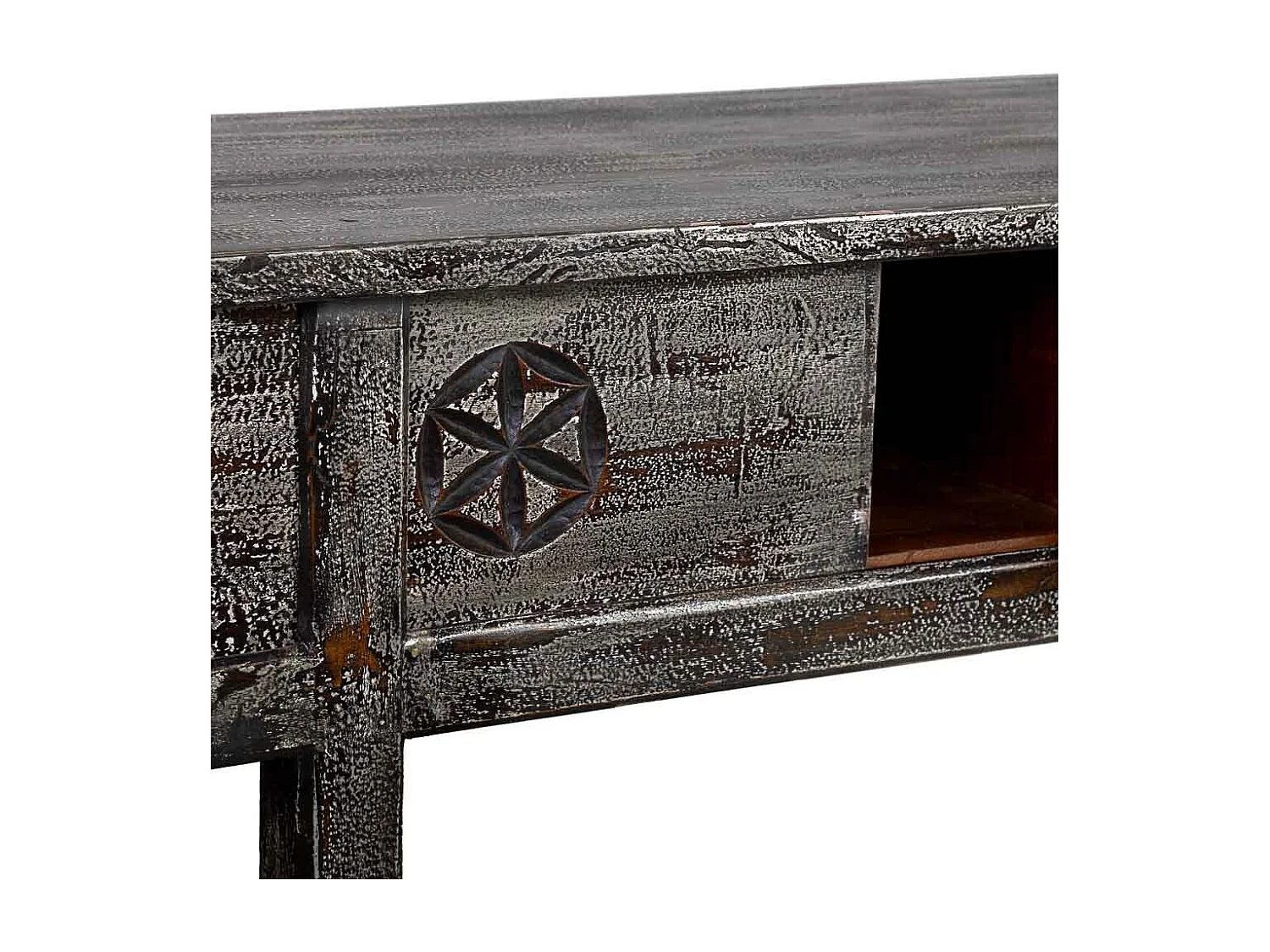 Holzhalle mit handgefertigter, gealterter weißer Oberfläche, 181x45x80