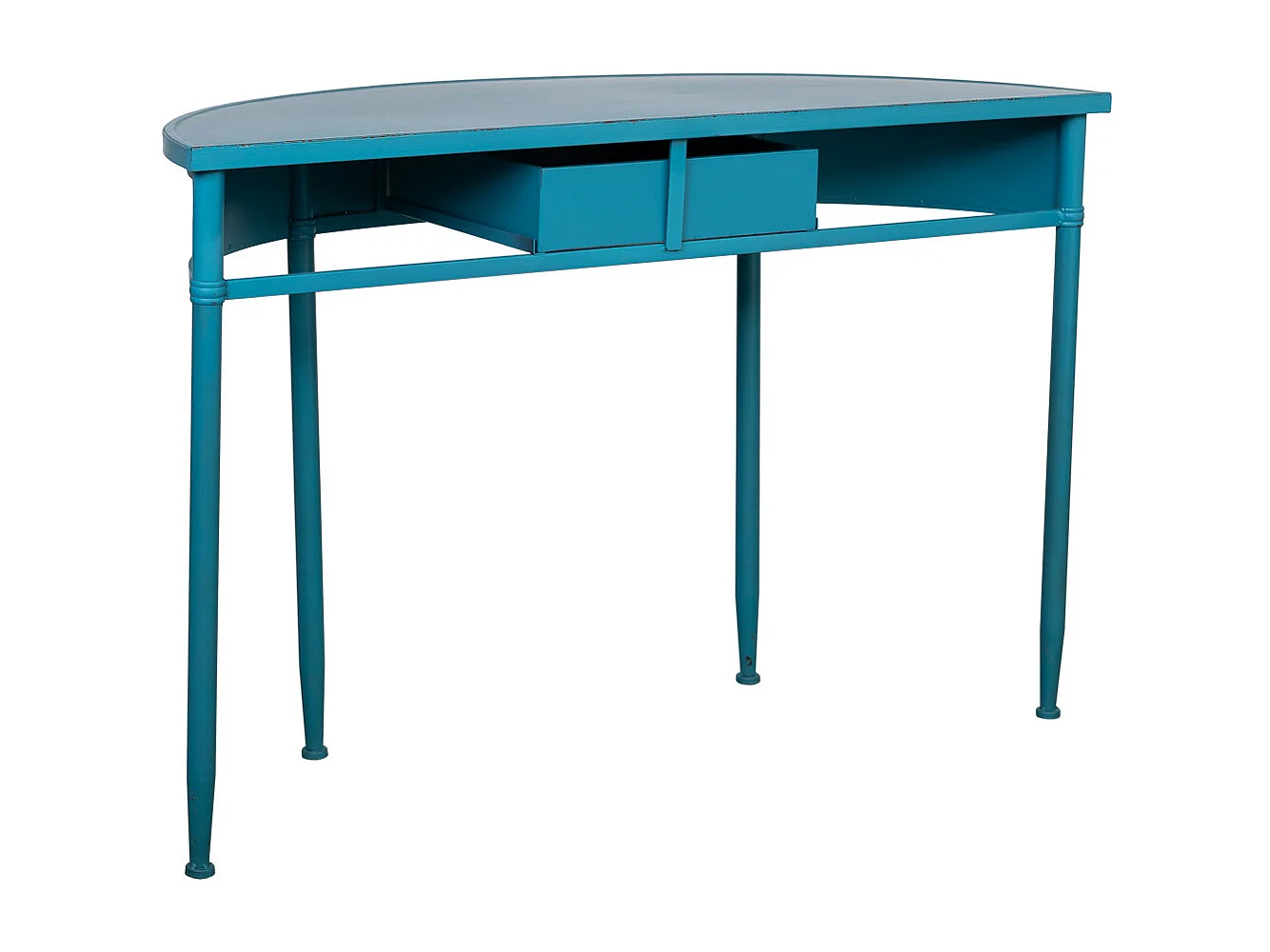 Console en métal avec 1 tiroir vieillie bleue 120x44x80