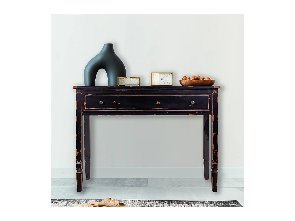 Schwarze Holzkonsole 112x38x82h cm