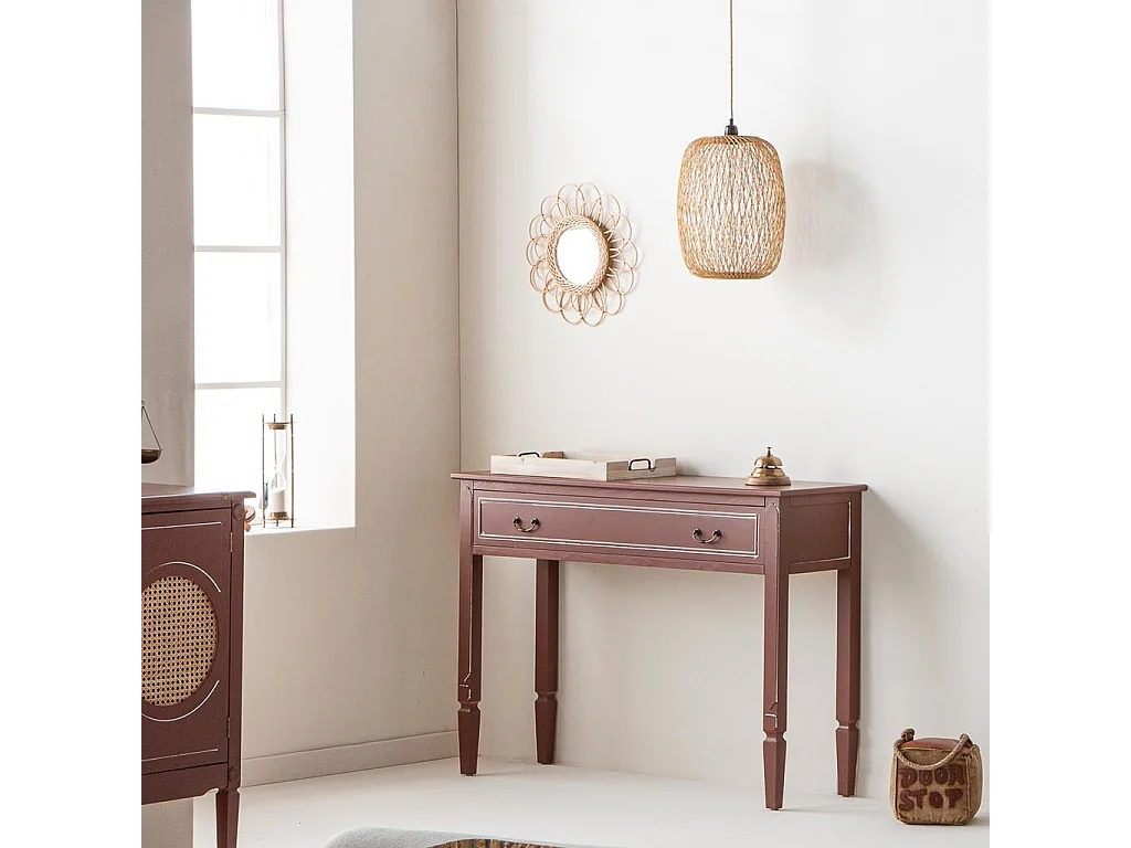 Mobile da ingresso in legno marrone 112x38x82h