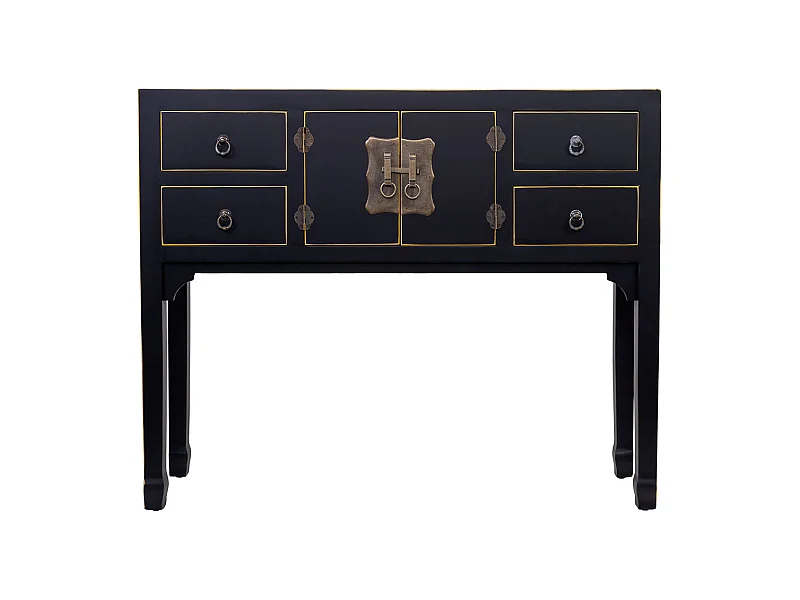 Flurtisch aus Holz mit 4 Schubladen und 2 Türen 95x26x78