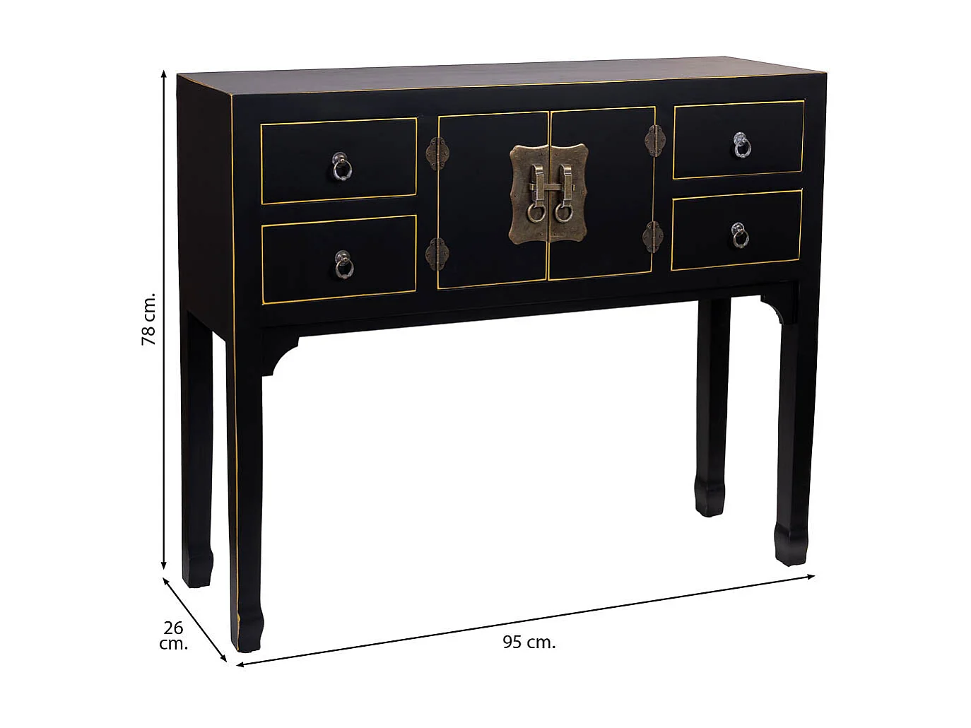 Sala de madeira com 4 gavetas e 2 portas 95x26x78