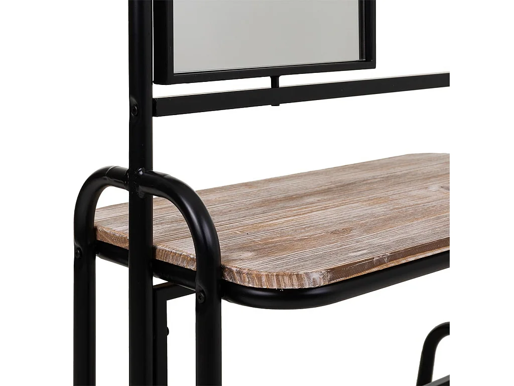 Flur mit Bank und Spiegel aus Metall und grauem Holz 77x45x181,5h cm