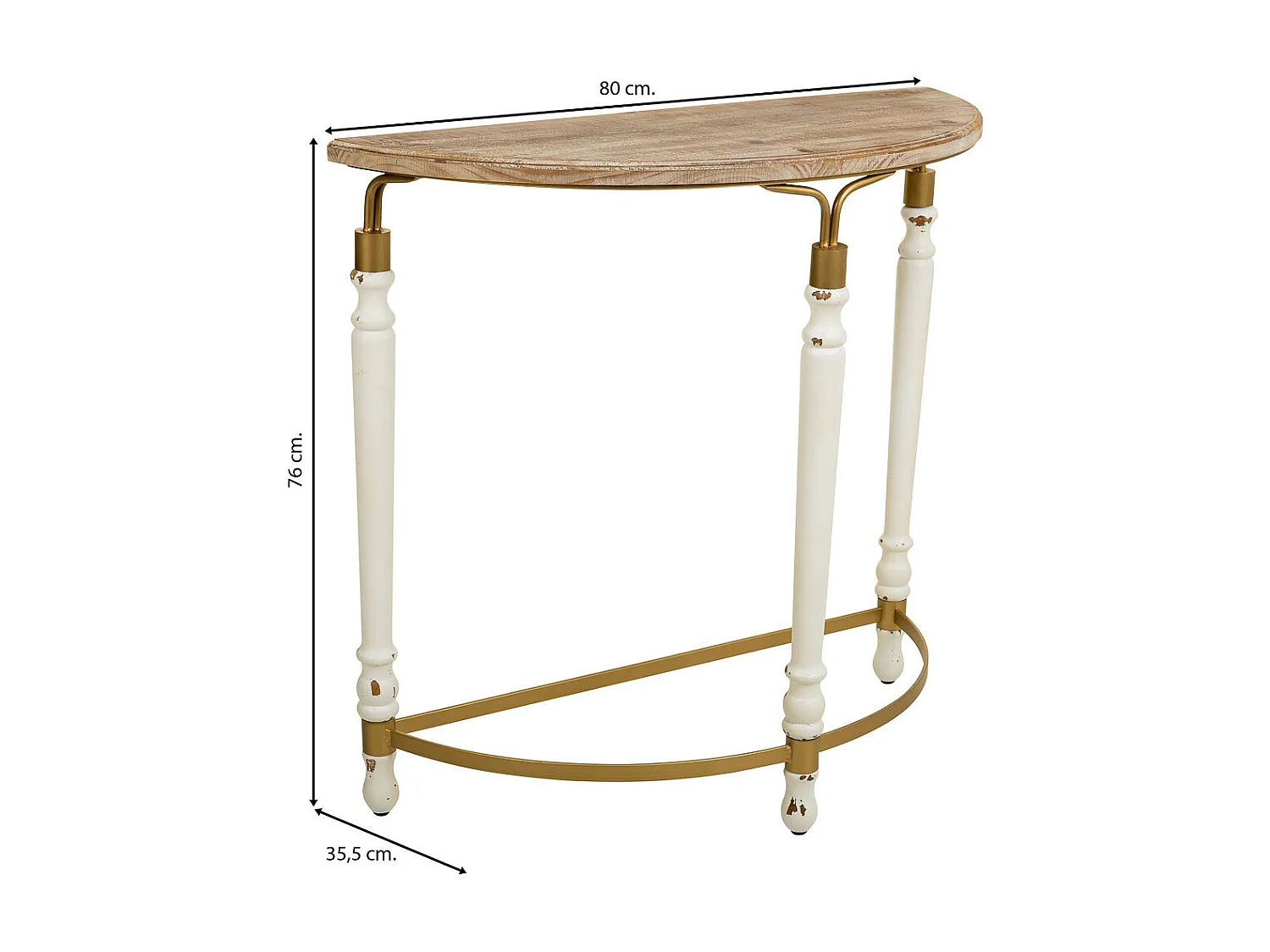 Meuble d'entrée en bois et métal marron 80x35,5x76