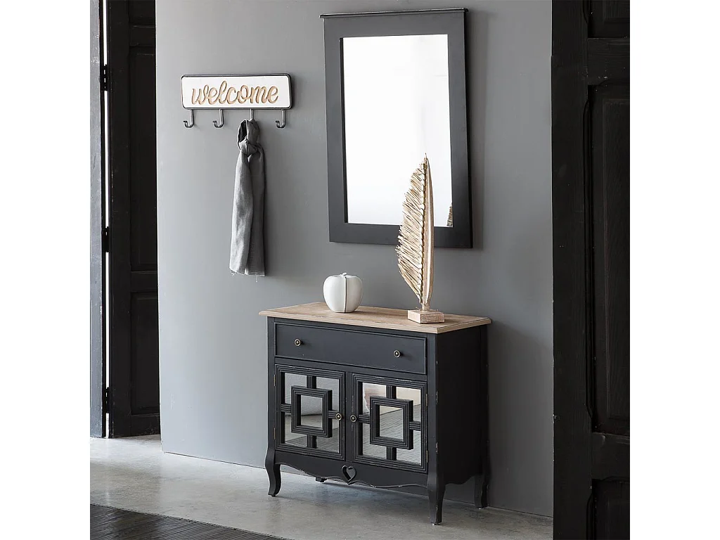 Recibidor de madera negro 83x36x72