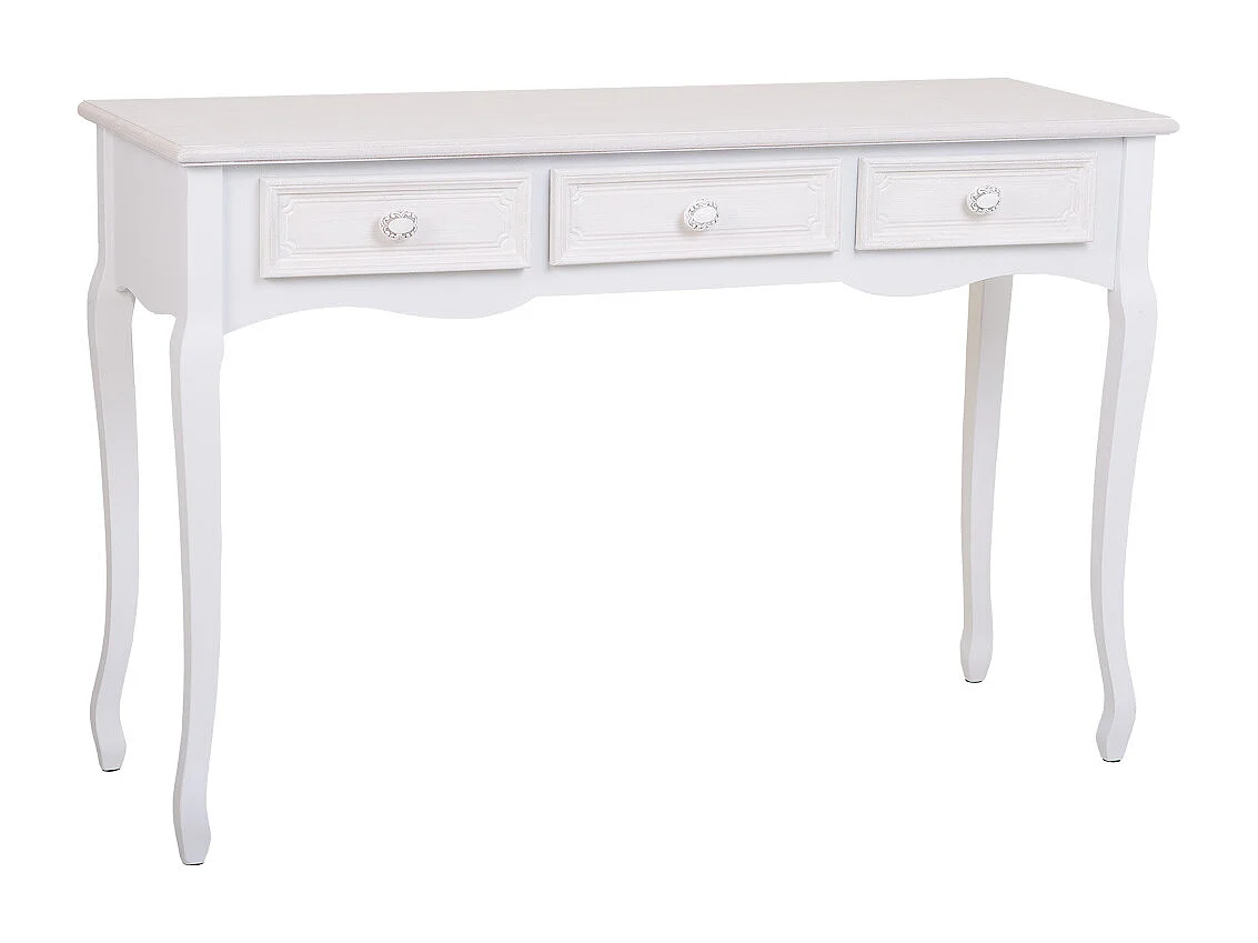 Hall em madeira com 3 gavetas brancas 120x40x78