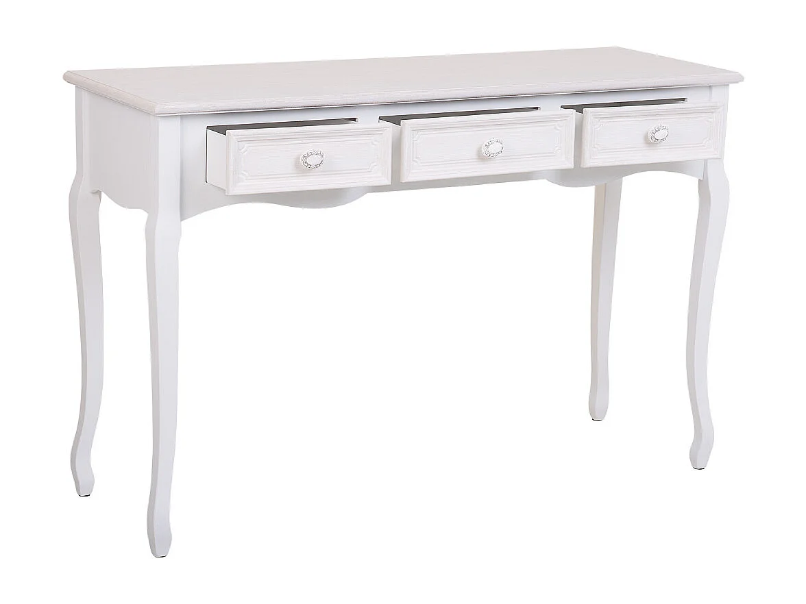 Hall em madeira com 3 gavetas brancas 120x40x78