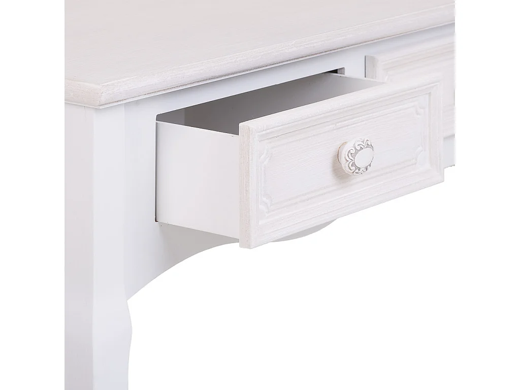 Hall em madeira com 3 gavetas brancas 120x40x78