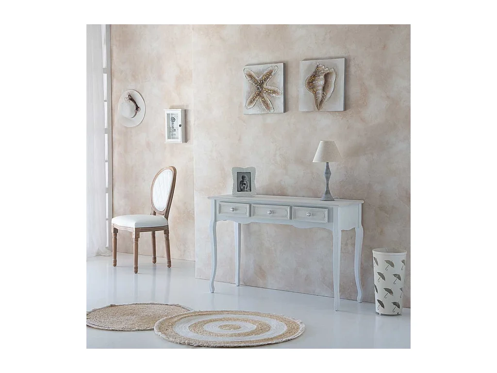 Recibidor de madera de 3 cajones blanco 120x40x78