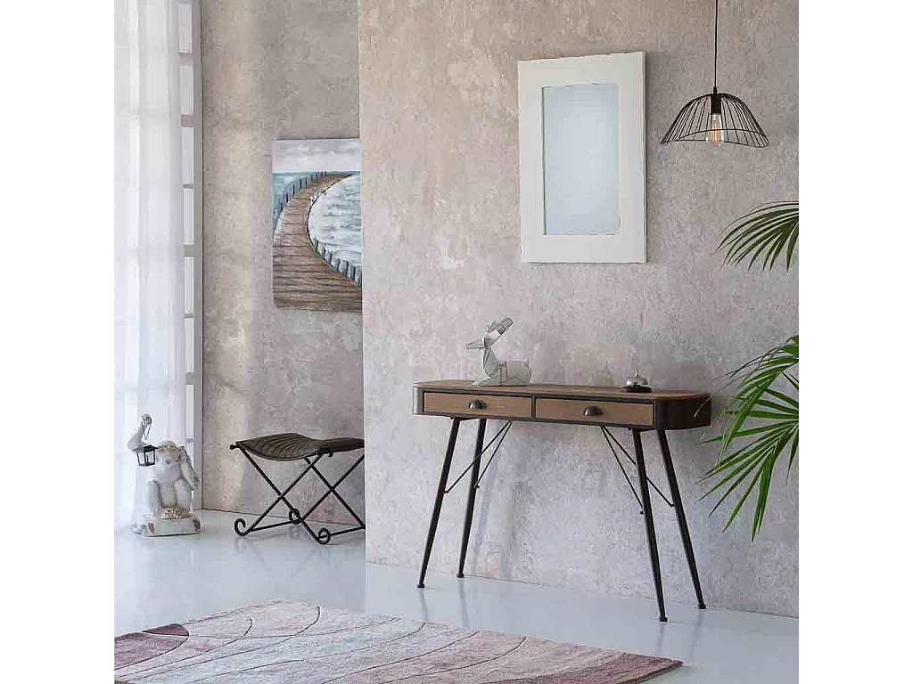 Konsolentisch aus Holz und Metall braun 120x32x80,5