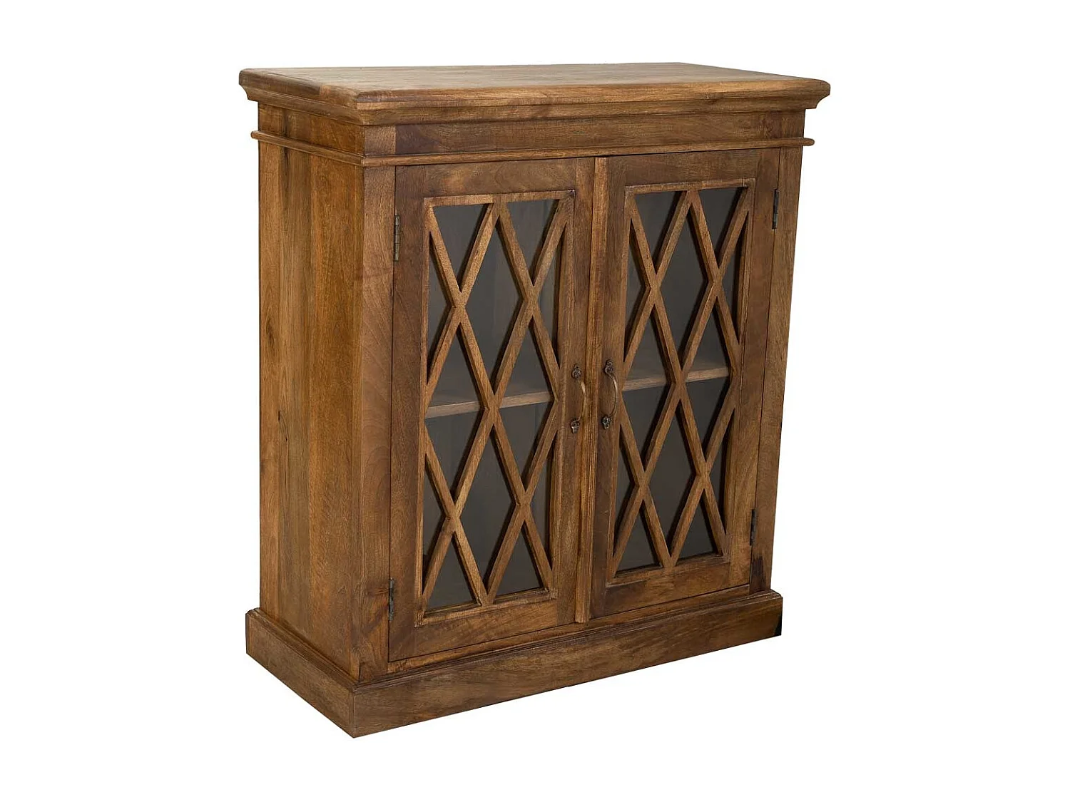 Hall en bois et verre fini à la main avec 2 portes marron 90x40x100