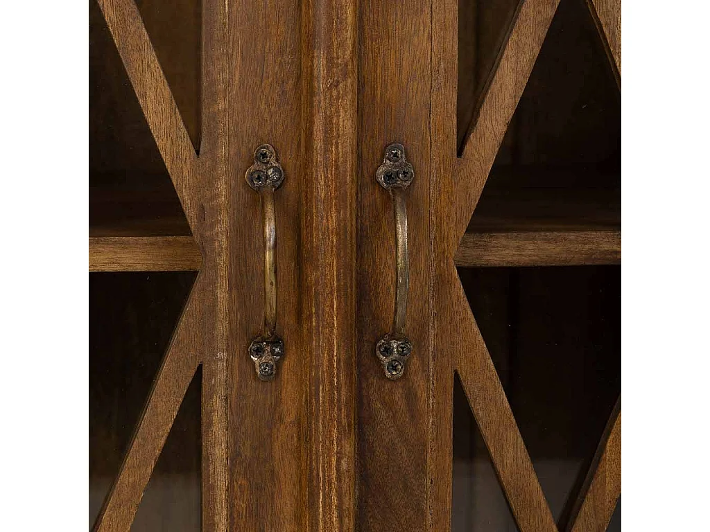 Hall en bois et verre fini à la main avec 2 portes marron 90x40x100