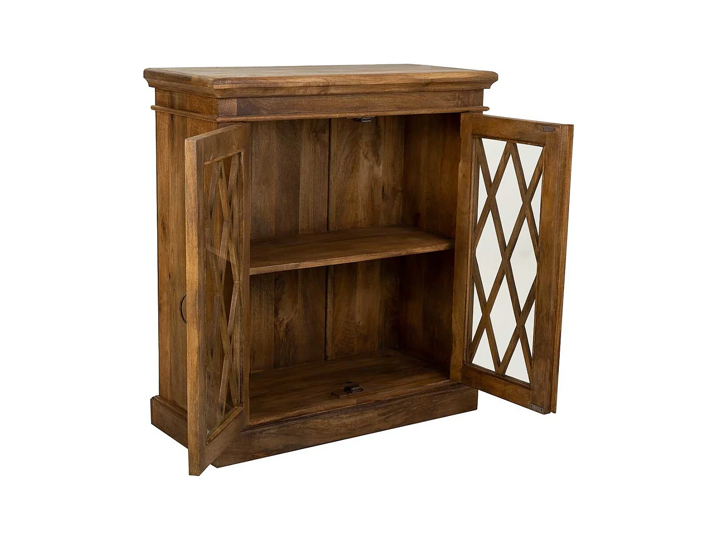 Hall en bois et verre fini à la main avec 2 portes marron 90x40x100