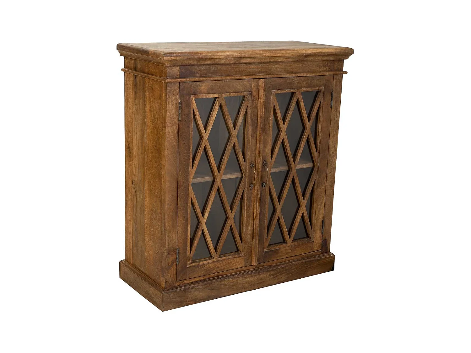 Hall en bois et verre fini à la main avec 2 portes marron 90x40x100