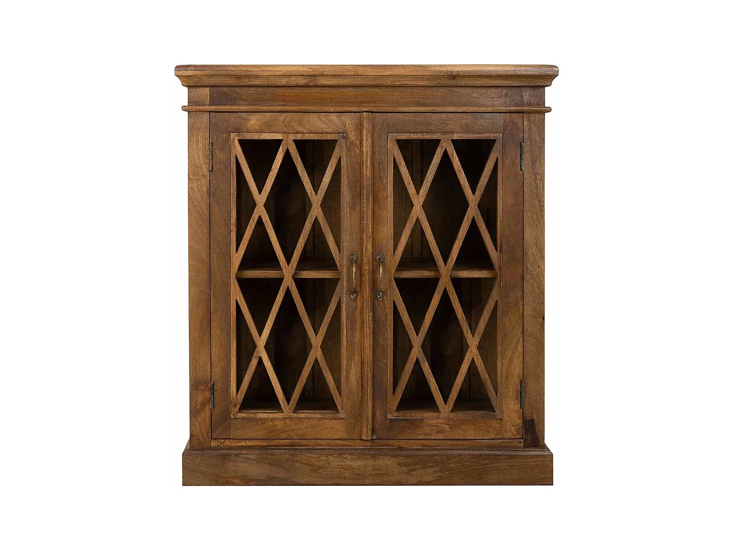 Hall en bois et verre fini à la main avec 2 portes marron 90x40x100