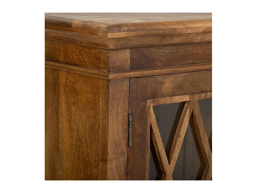 Hall en bois et verre fini à la main avec 2 portes marron 90x40x100