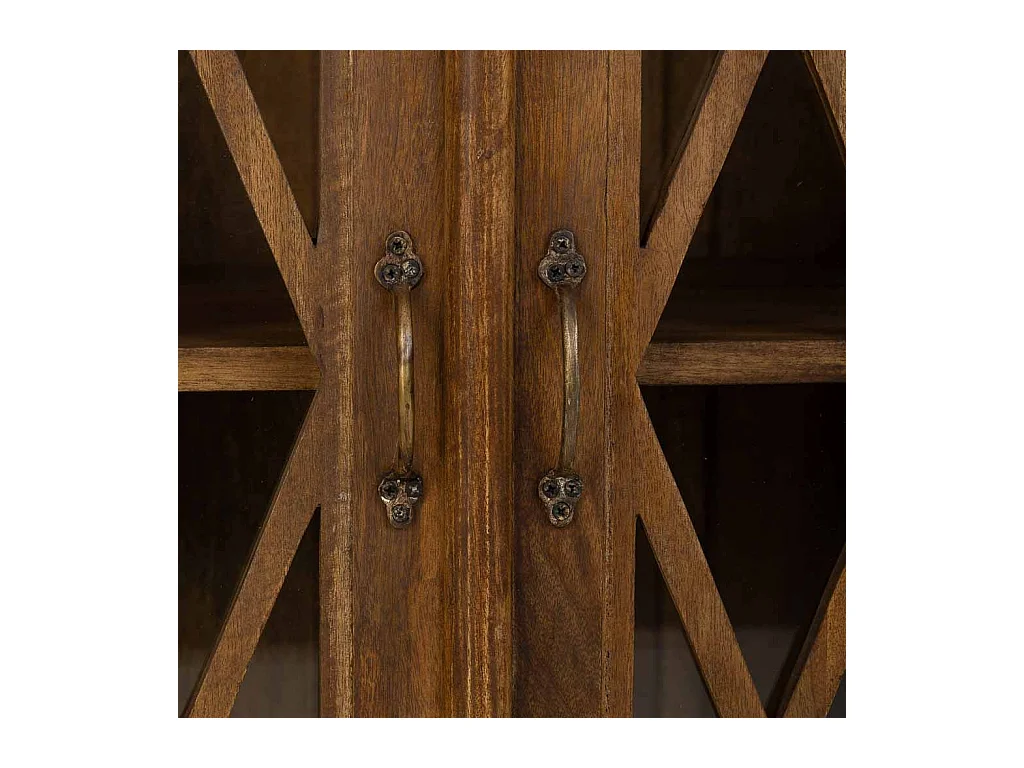 Hall en bois et verre fini à la main avec 2 portes marron 90x40x100