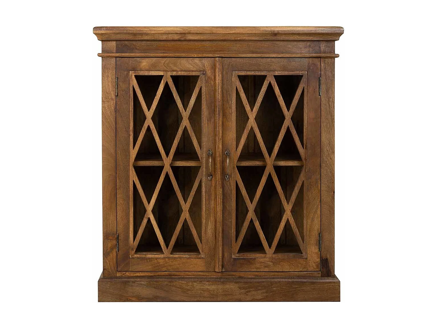 Mobile da ingresso in legno e vetro rifinito a mano con 2 ante marroni 90x40x100