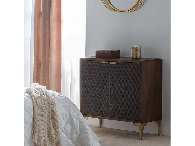 Mobile da ingresso in legno e metallo con 2 ante marroni 83x40x85