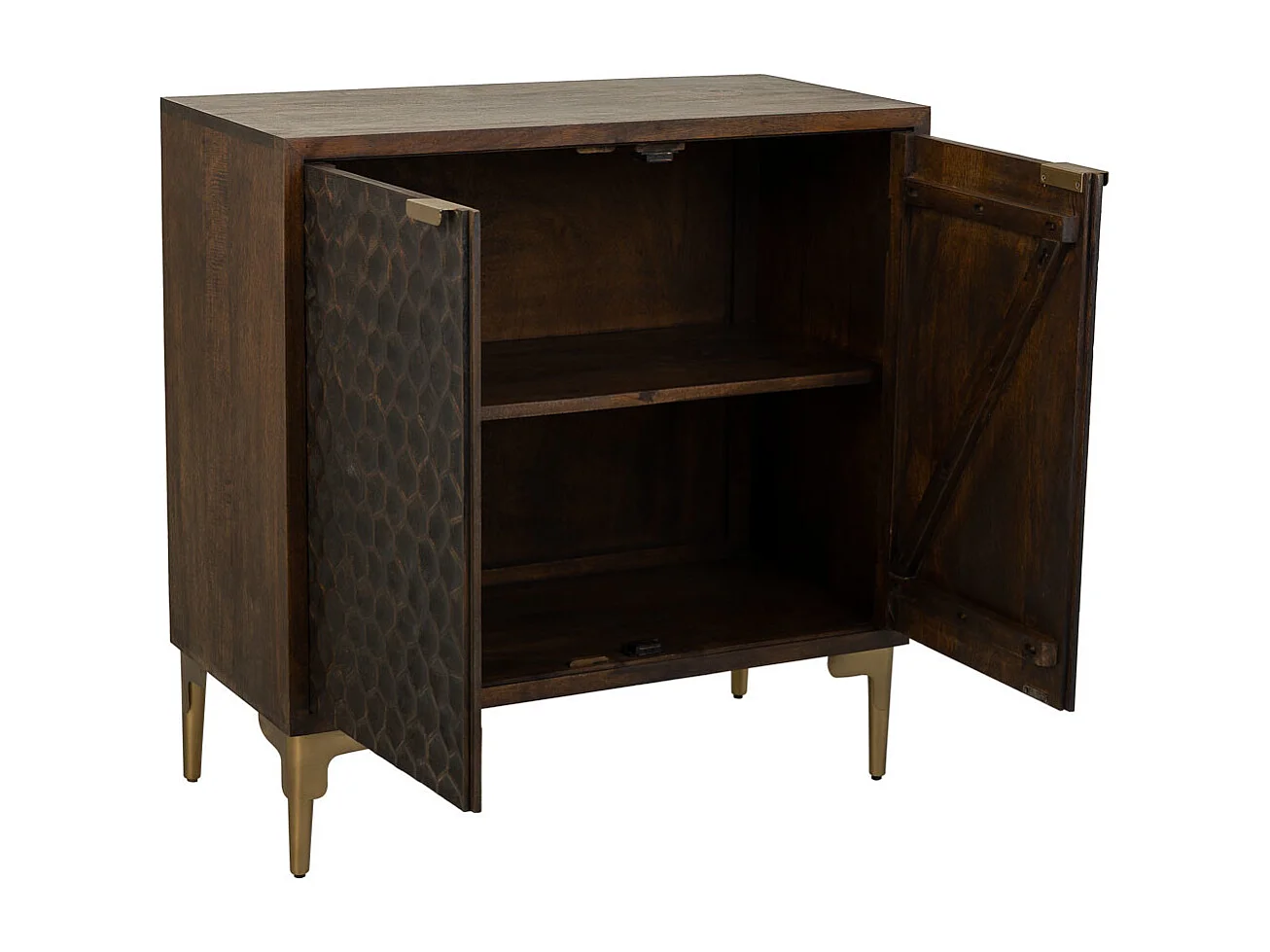 Mobile da ingresso in legno e metallo con 2 ante marroni 83x40x85