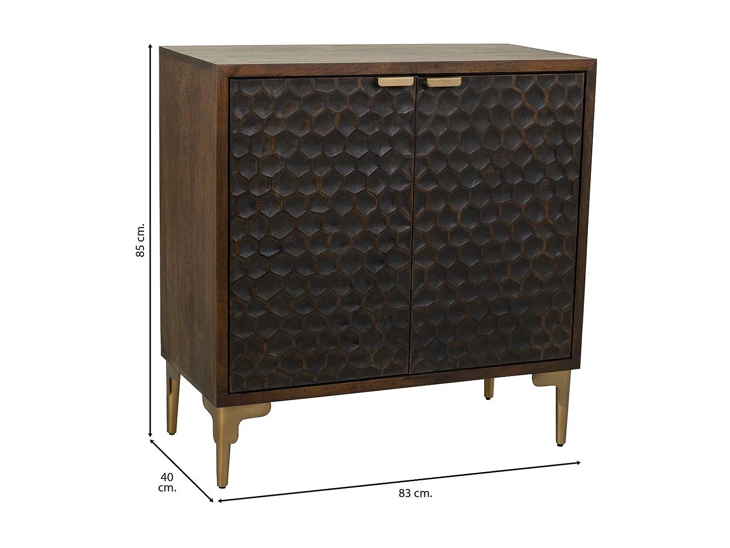 Mobile da ingresso in legno e metallo con 2 ante marroni 83x40x85