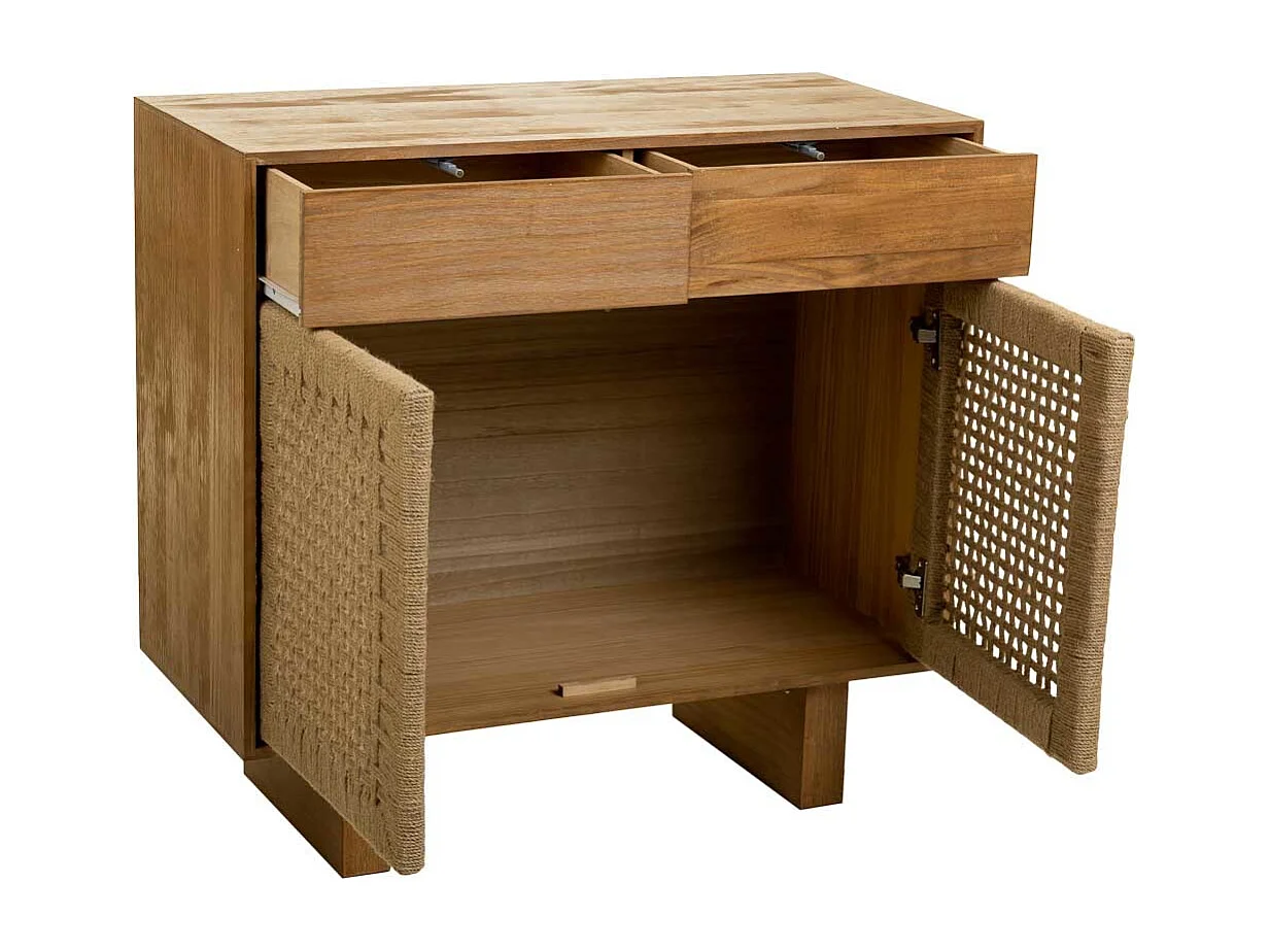 Console en bois et corde tressée marron 80x36x75h