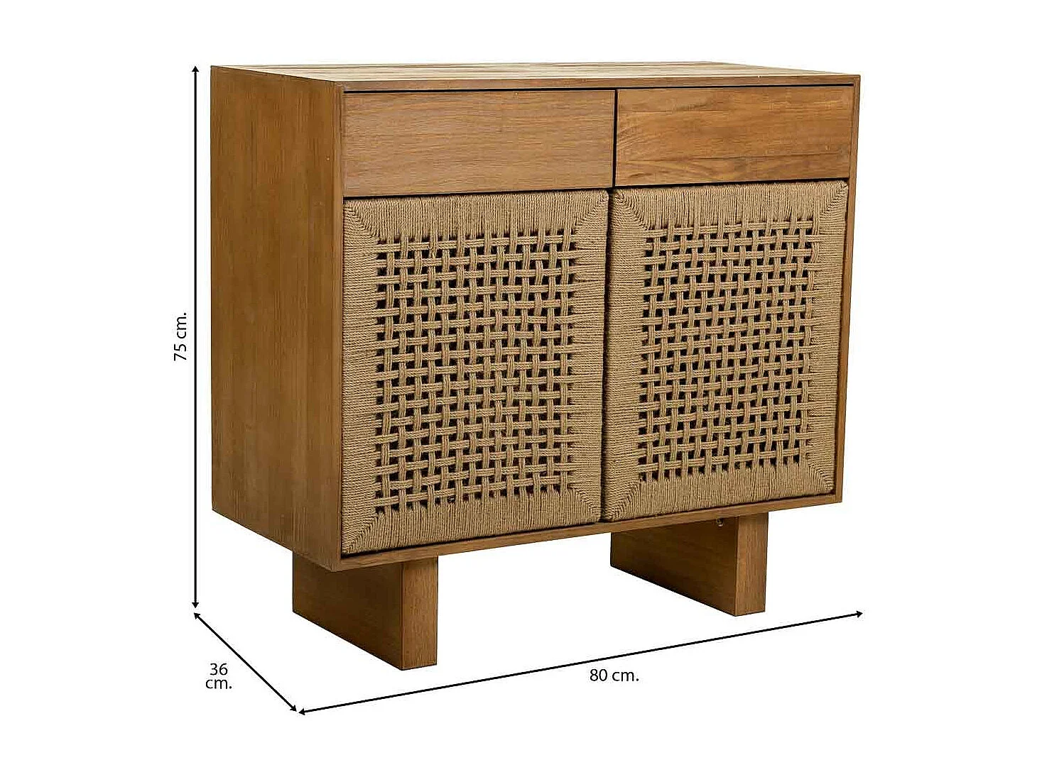 Console en bois et corde tressée marron 80x36x75h