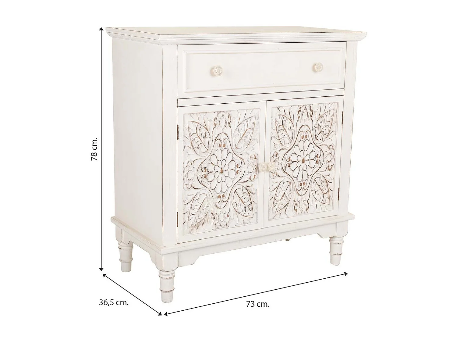 Mobile da ingresso in legno bianco 73x36,5x78h