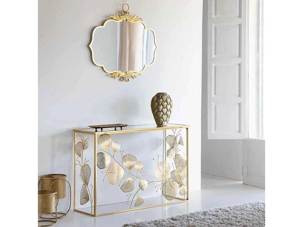 Console de metal dourado 120x40x80