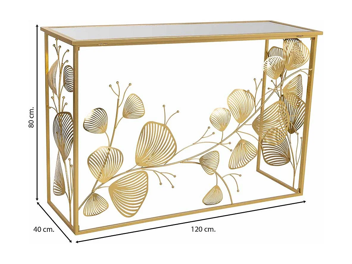 Console de metal dourado 120x40x80
