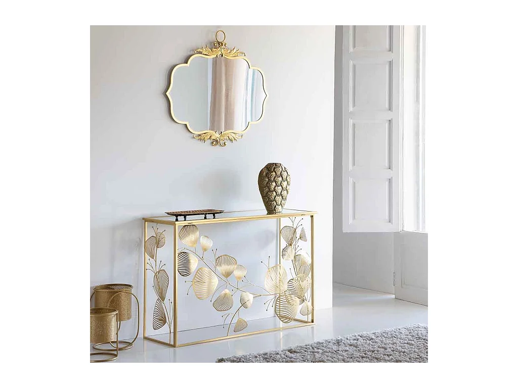 Console en métal doré 120x40x80