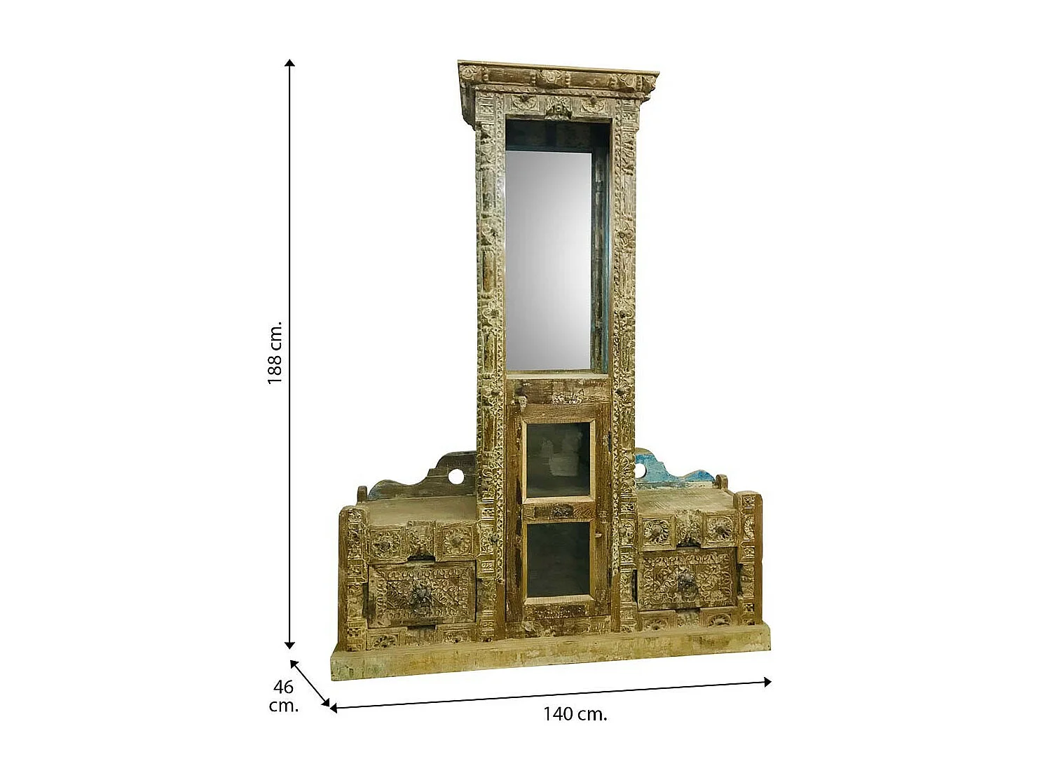 Hölzerne Flurbank 140x46x188h cm