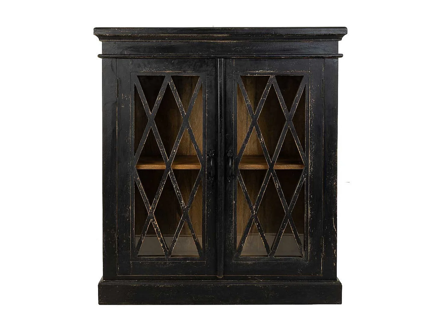 Mobili da ingresso in legno e vetro nero lavorato a mano 90x40x100