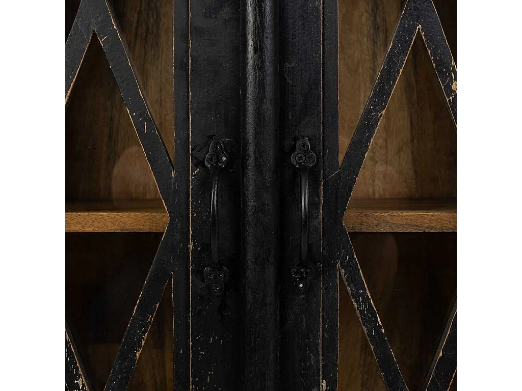 Mobili da ingresso in legno e vetro nero lavorato a mano 90x40x100