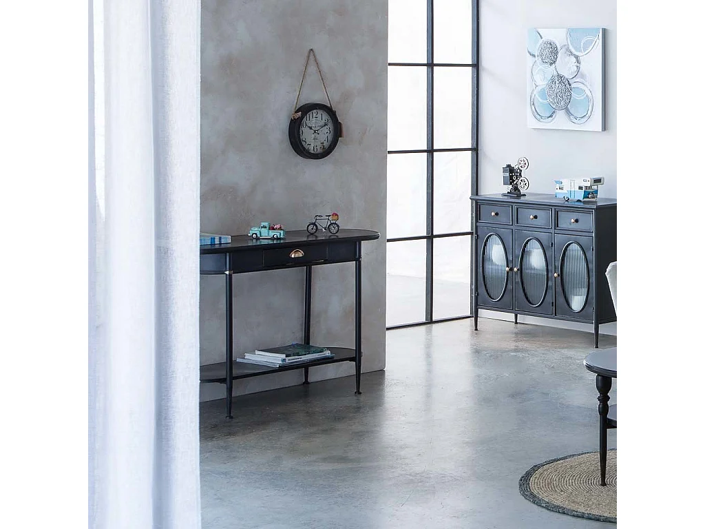 Mobile da ingresso in metallo nero 120x41x75h