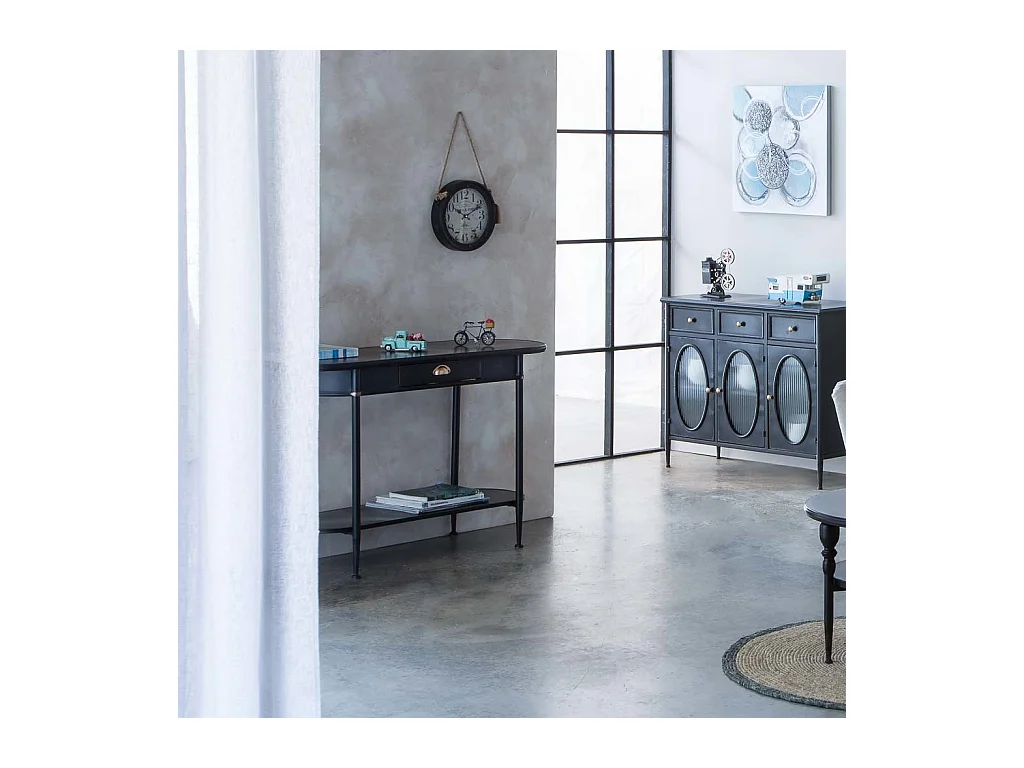 Console en métal noir 120x41x75h