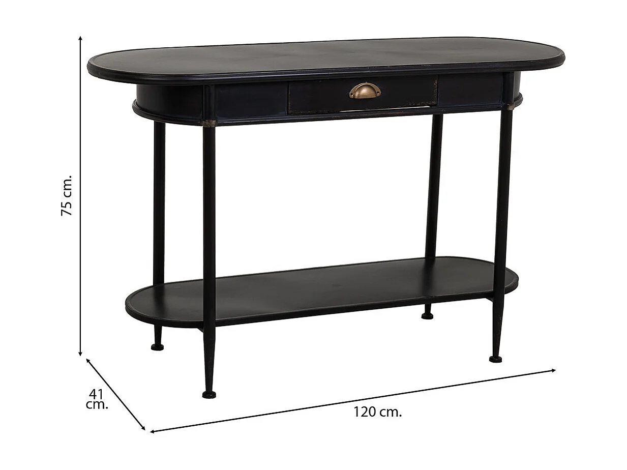 Console en métal noir 120x41x75h