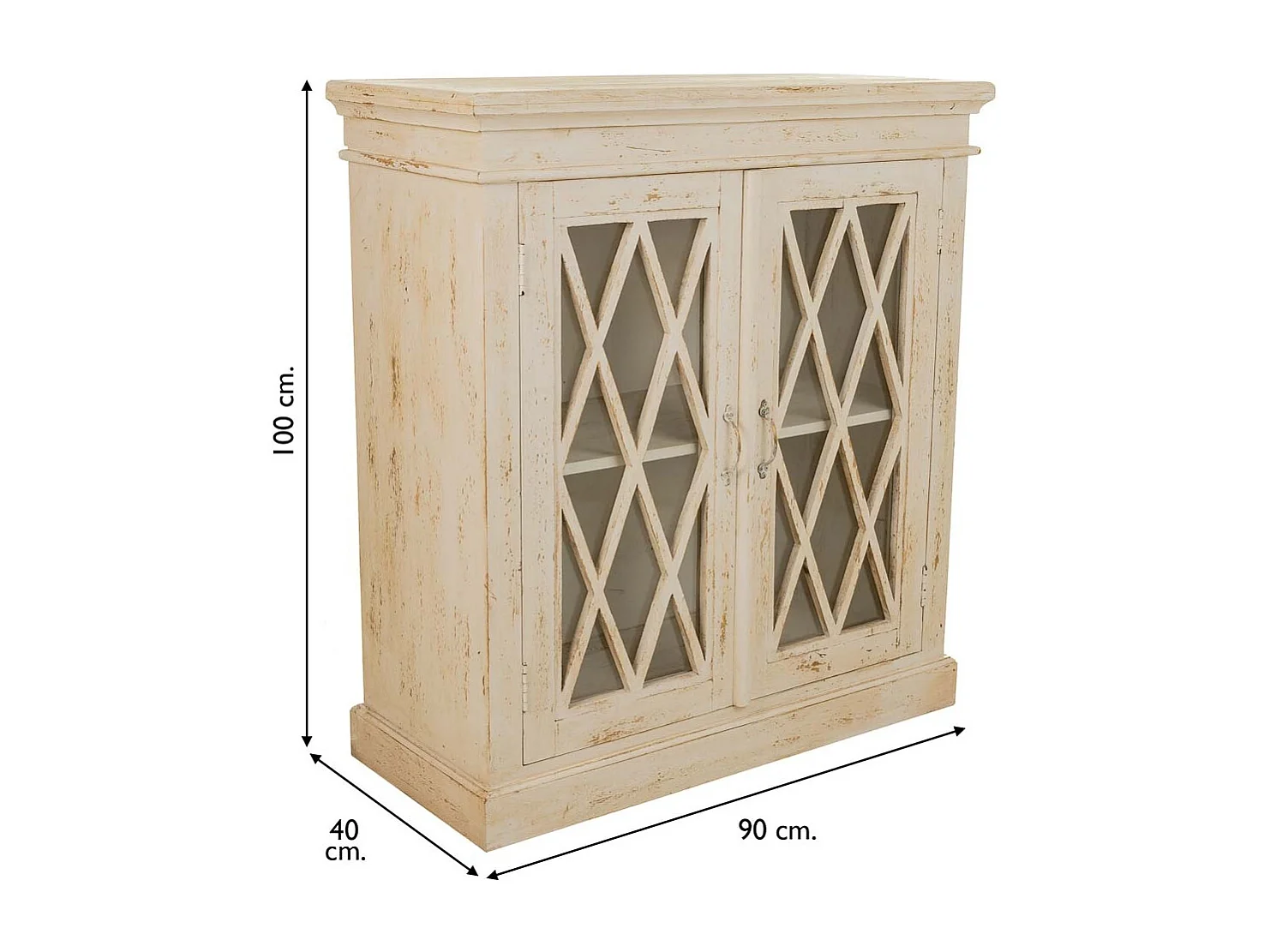 Weiße handgefertigte Halle aus Holz und Glas, 90x40x100h cm